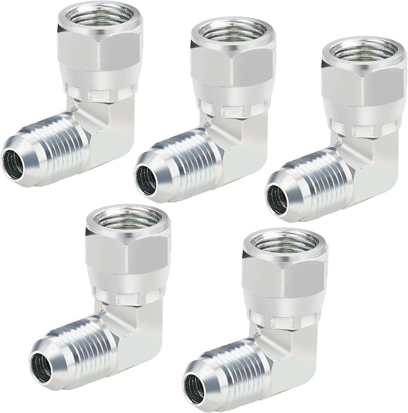 ANCIMOON 3/8’’ hydraulic fittings 90 degree, 3/8" Male JIC x 3/8" Female JIC Swivel, 5PCS - Image 1